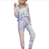 Tie-Dyed Long-Sleeved Pants Two - Piece Suit Sleepwear