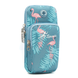 Outdoor Sports Waterproof Running Phone Arm Bag Key Holder With Flamingo Pattern