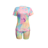 Casual Tie-dye Print Two Piece Set