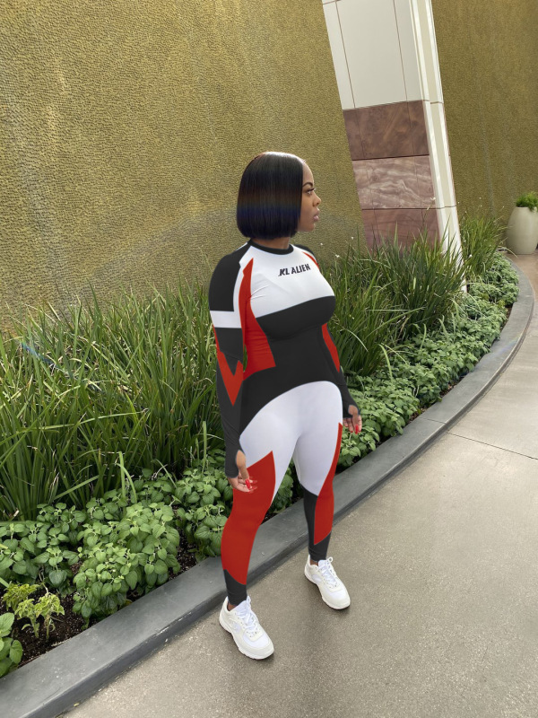 O-Neck Fashion Sporty Bodycon Jumpsuit