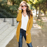 Solid Color Long Sweater Cardigans Coat With Pocket