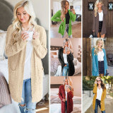 Solid Color Long Sweater Cardigans Coat With Pocket