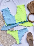 Sexy Patchwork Swimsuit Bikini Mid Waist Swimming Suit for Women