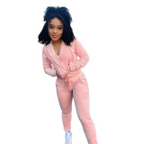 Pink Casual Hoodies Two pieces Outfit