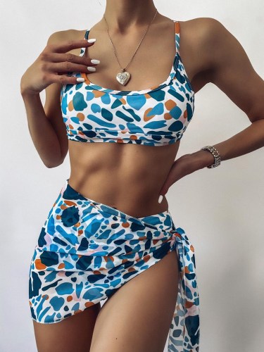 Women Sexy Swimwear Special Leopard Printed Three Piece Set Bikini