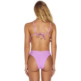Ladies Beachwear Set 2 Piece Swimsuit Women Ruffle Swimwear Purple Swimming Suits Split Low Waisted Thong Bandage Bikini