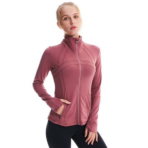 New yoga jacket women European and American yoga clothes women long sleeves running sports fitness clothes