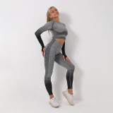 Women's Yoga Clothing Suits Sports Seamless Set for Lady Oversized Stretch High Elasticity Waist Long Sleeve Tops+leggings 2pcs