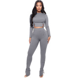 Long Sleeve Drawstring Slim Two pieces Outfit