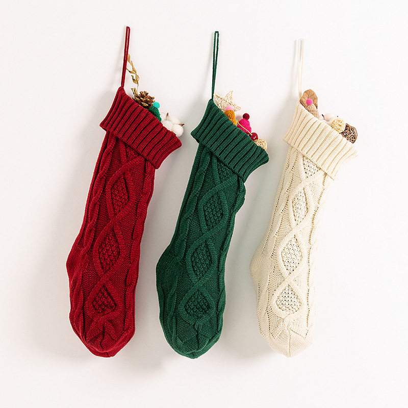 Christmas Big Stocking Candy Knit Gift Decorative Bag(Single)