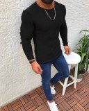 Pullover Sweater Men Casual Slim Fit Knitted Sweaters Pull Homme O Neck Long Sleeve Solid Color Male Knitwear Black White