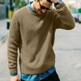 Men's Pullover O-neck Long Sleeve Large Size Casual Male Sweater Autumn Winter Warm Sweaters Student Solid Men Pullovers