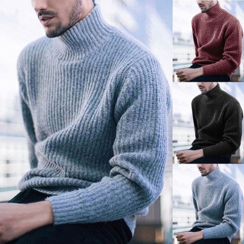 Turtleneck Sweater Men Mens Pullover Knitwear Pull Homme Turtle Neck Knitted Male Sweaters Casual Solid Color Autumn Jumper