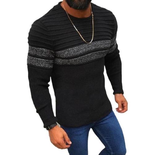 New Men's Sexy Knitted Pullovers Slim Fit O-Neck Sweater Male High Street Pleated Sweaters Pullover Solid Color Long Sleeve