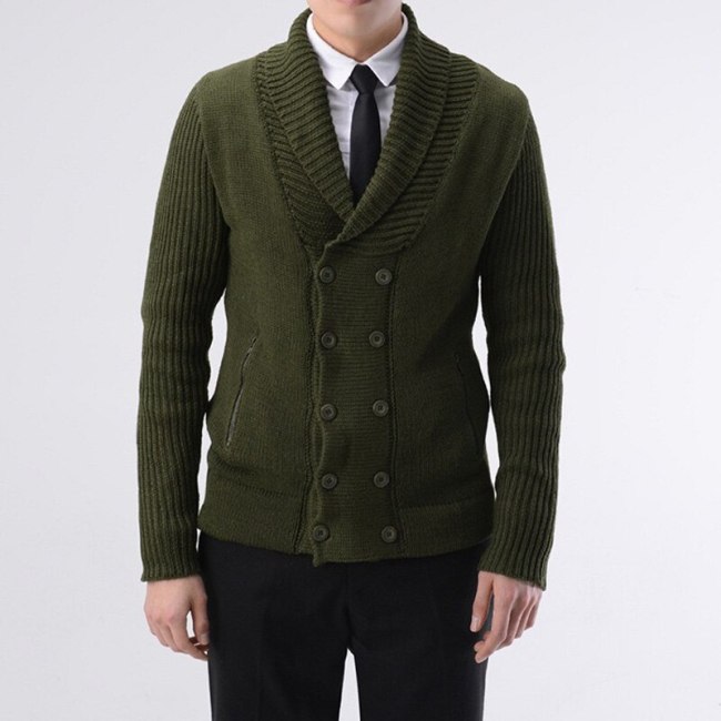 New Autumn Winter Men' s Outwear Fashion Middle Length Cardigan Men Sweater Overcoat