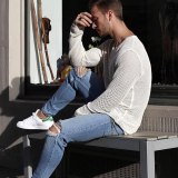 Men O-neck Cotton Jumper Patchwork Autumn Winter Long Sleeve Warm Soft Clothes Knitted Hombre Knitted Casual Male Sweater