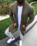 Knitted Cardigan Sweater Men Autumn Casual Slim Fit Mens Shawl Collar Sweater Coat Long Striped Sweaters Male Overcoat XXXL