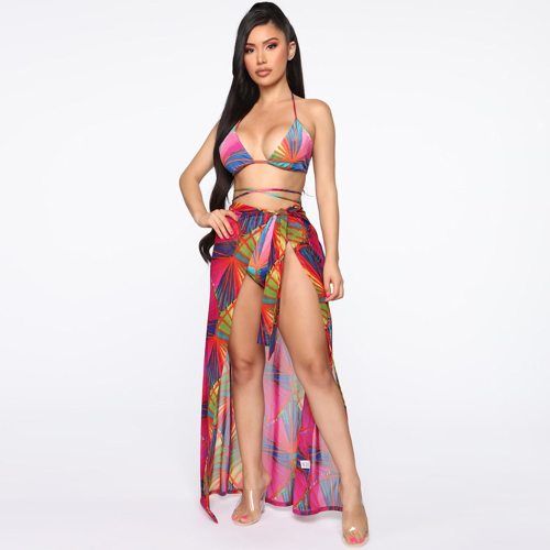 New Sexy Print Bikini Set And Cover Up Women Swimsuit Brazilian Swimwear Female Bathing Suits Summer Beach Wear Biquini XL