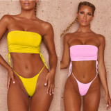 New Bikini Wholesale Swimsuit Nylon Multicolor Optional Tube Top Ladies Split Swimwear