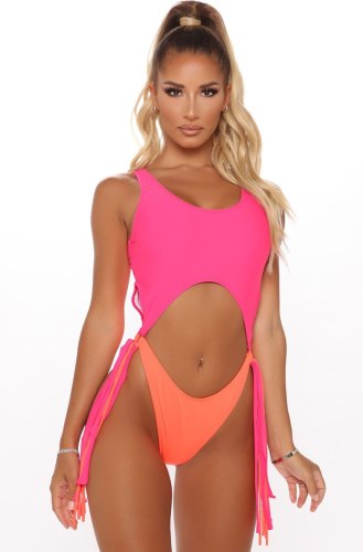 Sexy Hollow Out One Piece Swimsuit New Tassel Bodysuit Women Push Up Monokini Brazilian Bathing Suits Summer Swimming Suit