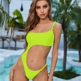Women Sexy Hollow Out One Shoulder High Cut One-piece Swimsuit White Black Purple Blue Fluorescent Yellow Fluorescent Green Yellow/Black/Blue Snake Printing S-L