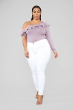 Women Plus Size Slim Jean Pants White Black Blue XL-5XL
