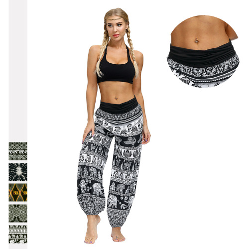 Yoga Casual Pants Women Summer Elephant Digital Printing Plus Size Women's Elastic Waist Bloomers
