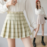 Pleated Skirt Short Skirt Female New Summer Anti-glare College Wind High Cashew Green A-line Skirt