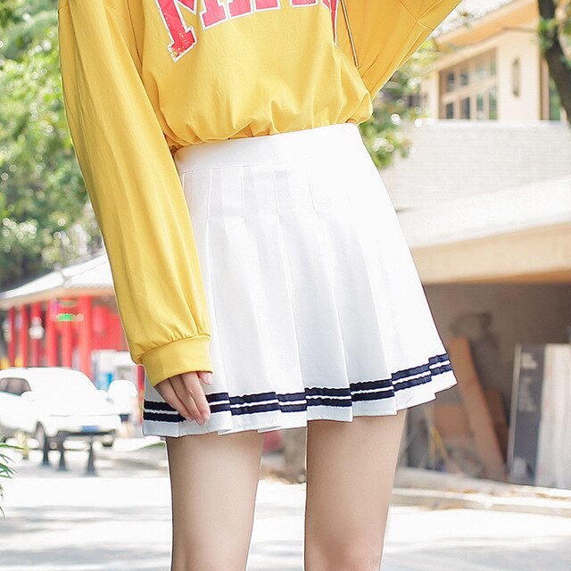 Pleated Skirts Womens Summer High Waist Short Mini A Line Skirt School Uniform Girls Harajuku Black White Pink Blue