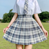 School Gril Uniform Grid Skirt Genuine Female Student Wear College Style Autumn and Winter Clothes Spot Original Suit Short Skirt Two-piece Suit