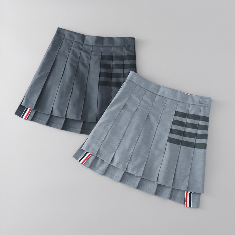 New Summer Skirt Women Harajuku Striped Pleated Skirt Ins Loose High Waist A-line Skirt Cute Mini Skirt Student Skirt