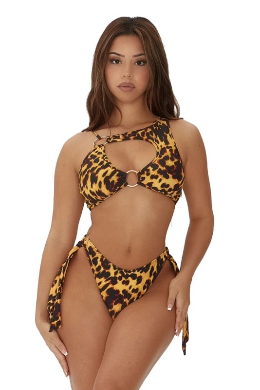 Leopard Printed Hollow Out Swimwear S-XL