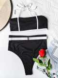 Fashion Halter Neck High Waist Sexy Bikini Women Two-piece Swimsuit Black White S-L