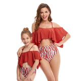 Family Swimwear Women Baby Girl Ruffle Swimsuit Mom and Daughter Matching Clothes Two Piece Swimsuit Bathing Suit