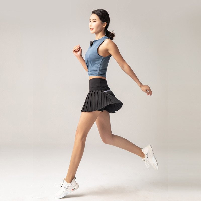 Summer sports fitness shorts women's anti-light outdoor quick-drying skirt pants running breathable gym short skirt pleated skir