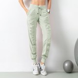 Hot Sell Women's Lightweight Joggers Pants With Pockets Drawstring Workout Yoga Running Pants Elastic Waist Wrinkle Front 2XL