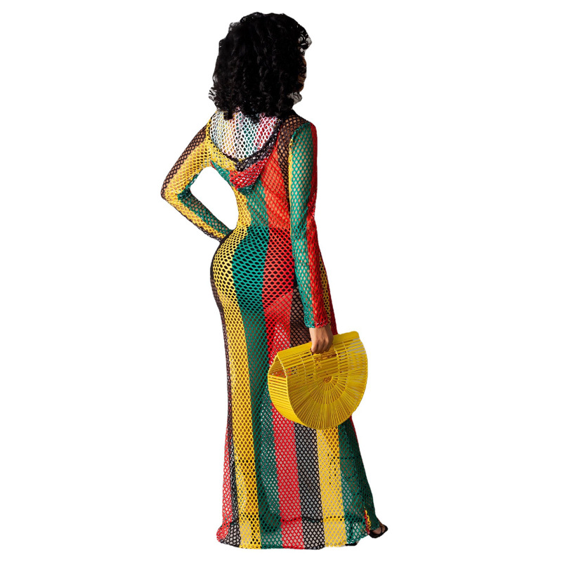 Colorful Women Long Hollow Out Cover Beach Dress S-XXL