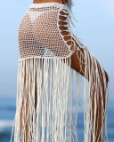 New Sunscreen Hand Crocheted Bag Hip Skirt Bohemian Style Hand Hook Hollow Long Fringed Skirt