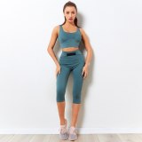 Summer 7-point Leggings Fitness Yoga Sets Women Gym Clothes Push Up High Waist Sport Workout Clothes for Women Sportswear