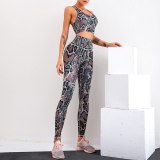 Snake Print Workout Suit for Fitness Yoga Set Women's Gym Clothing Sportswear Women Sport Outfit Hollow Training Suit Femme XL