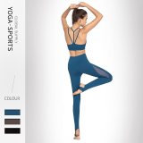 Women's Yoga Set Naked-Feel Fitness Sports Bras+Gym Leggings  Lace Breathable Running Workout Suit 2 Piece Female Sportswear