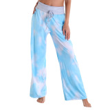Fashion Printed Wide Leg Pants Women Drawstring Long Trousers Women Casual Clothing Jogger Pants Summer Spring Beach Pants