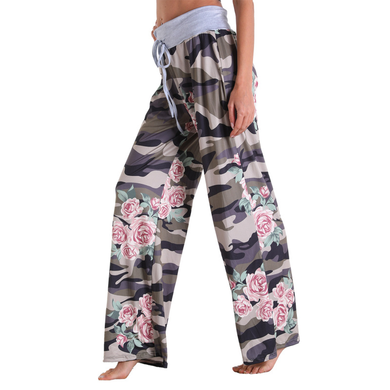 Fashion Printed Wide Leg Pants Women Drawstring Long Trousers Women Casual Clothing Jogger Pants Summer Spring Beach Pants