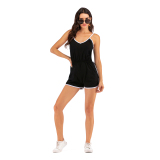 Summer Womens Loose Sports Yoga Rompers Jumpsuit Sexy V Neck Sleeveless Camisole Playsuits Casual Solid Bodysuit Beach Overall S-4XL
