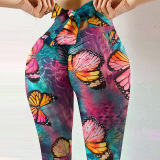 Yoga Fitness Leggings Sexy High Waist Long Pant Fitness Workout Sexy Waist Bowknot Design Jeggings Exercise Print Running Leggings