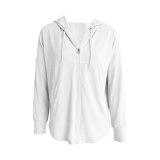 Women's Shirt Long Sleeve Sports Top Yoga Blouses Zipper Hooded Jacket For Fitness Clothing Woman With Pocket