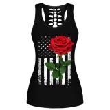 Women Casual Yoga Sport Sleeveless Suit T Shirt YinYang Cat Print 3D Tank Tops Pants Cool Flower Skull Tanks Back Hollow out Vest Casual Tees