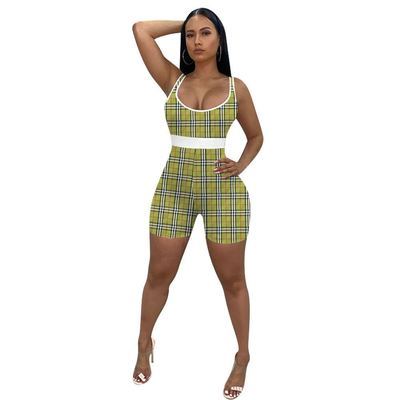 In Stock Women Fashion Printed Summer Jumpsuit Rompers S-XXL