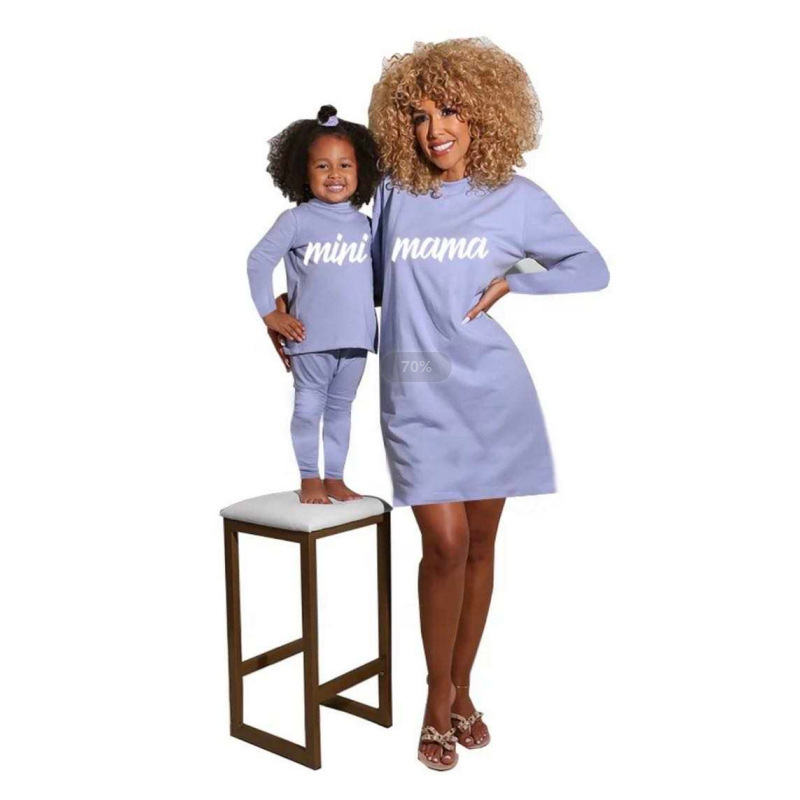 Letter Printing Casual Parent-Child Outfit S-2XL
