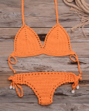 Solid Crochet Bikini Top Summer Shell Sexy Swimsuit Handmade Women Swimwear Suit Boho Beach Wear Knitted Thong Short Bottom